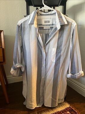 Greyson Blue & White Vertical Stripe Button-Down Shirt